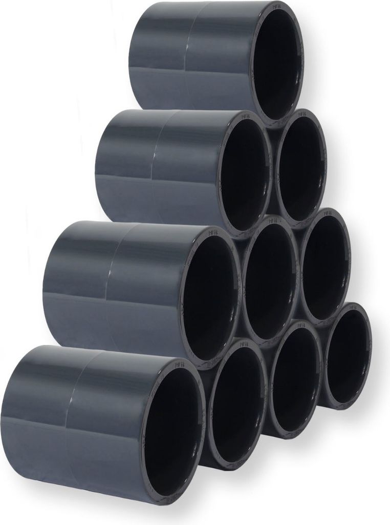 10er Set PVC-U Fitting Klebemuffe 50 mm Produktbild 