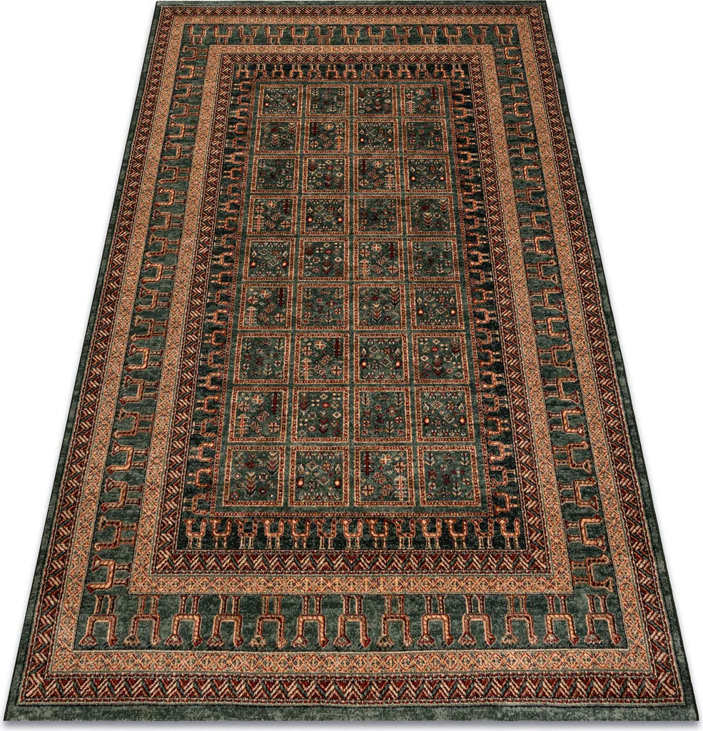 Petit tapis de salon vert KASHQAI 4349 400 oriental idéal entrée 67x130