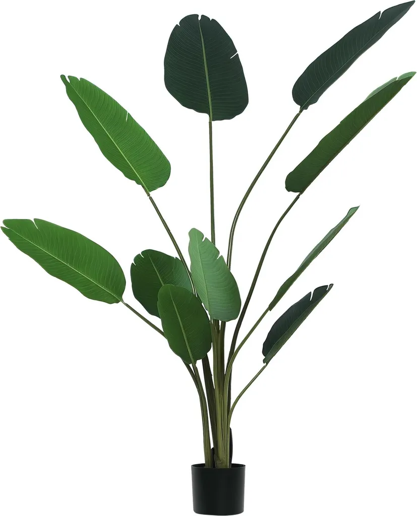 Palmier artificiel réaliste 180 cm avec pot en ciment - 10 feuilles