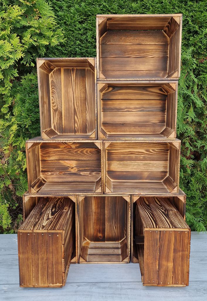 Úložný box dřevo 35x25x19 cm komplet 10 ks – dřevěná Obrázek produktu 