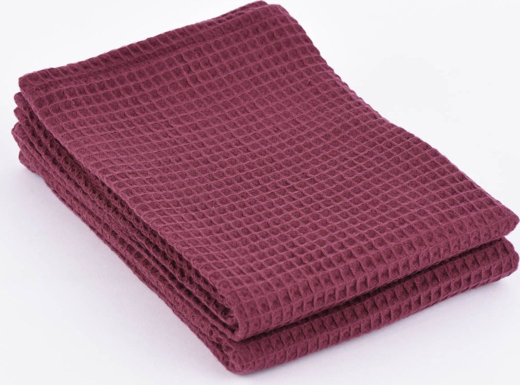 SCHÖNER LEBEN. Geschirrtuch 2er Set Waffelpique einfarbig 50x70cm verschiedene Farben Farbe beere