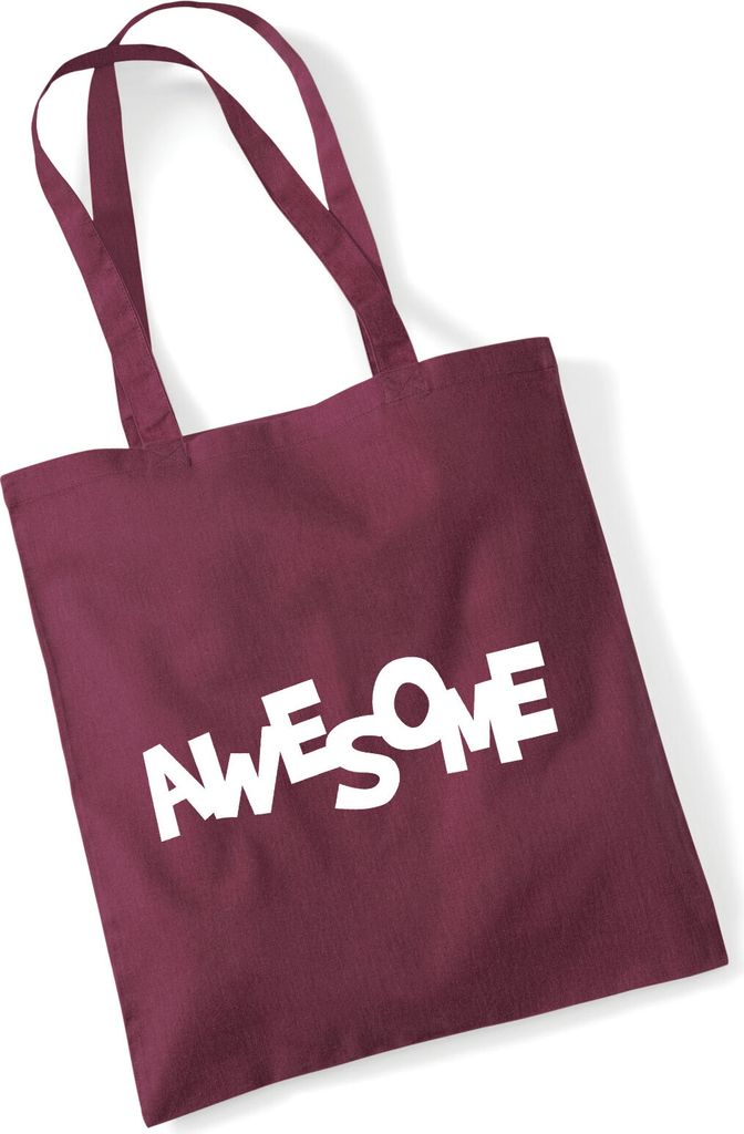 Huuraa Jutebeutel Awesome Schriftzug 10 Liter Burgundy Baumwolle Tasche Geschenkidee