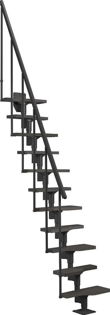 Dolle Mittelholmtreppe Atlanta bis 300cm Geschosshöhe Buche Multiplex RAL 7016 UK Anthrazit inklusive Geländer