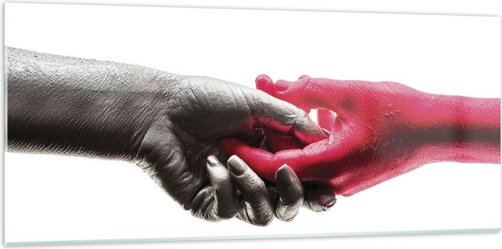 Bilder auf glas - Einteilig - Hilfe Hände Symbol - 120x50cm - Glasbilder - Wandbilder - Bilder - zum Aufhängen bereit - Wanddekoration aus Glas -...