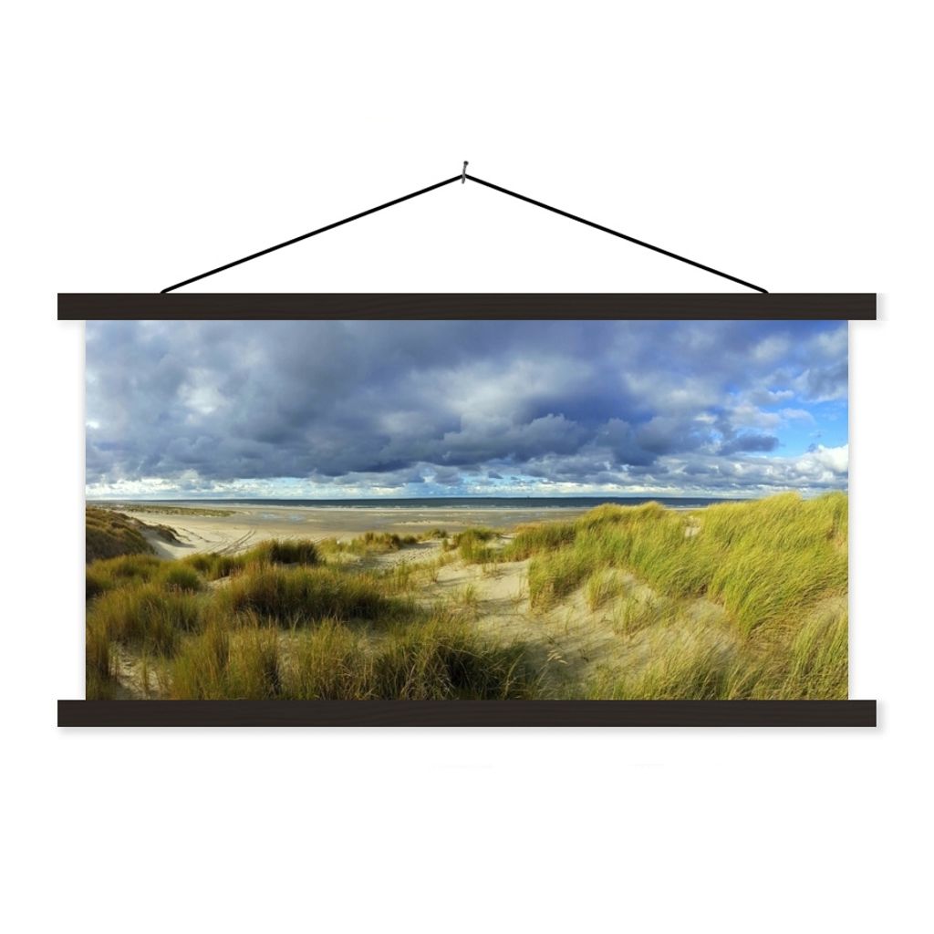 MuchoWow Textilposter Nordsee - Vlieland - Dünen 90x45 cm mit schwarzem Rahmen - Klemmleisten