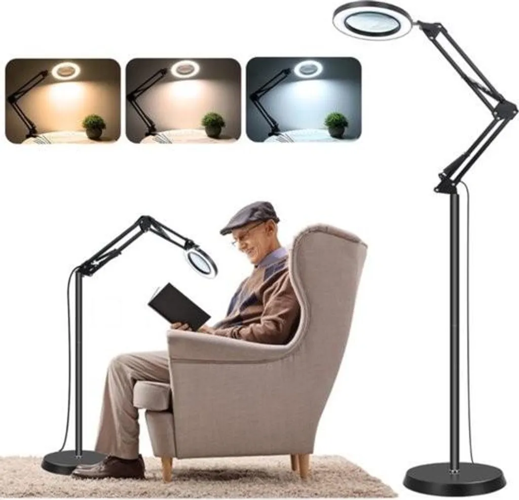 Lampe loupe multifonctionnelle réglable avec éclairage LED blanc