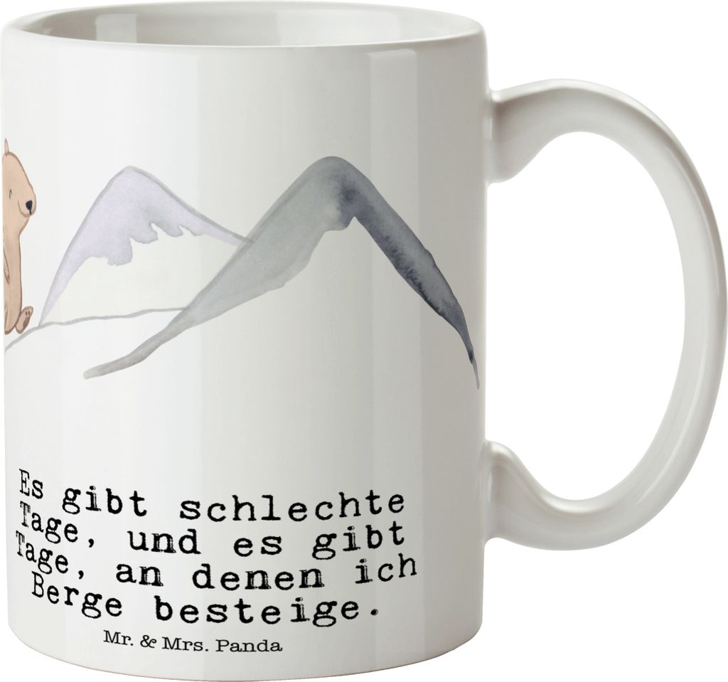 Mr. & Mrs. Panda Tasse Bär Bergsteigen - Weiß - Geschenk, Alpinwandern, Sportart, Bergsport, Alpinismus, Keramiktasse, Trinkbecher, Kaffeetasse, ...