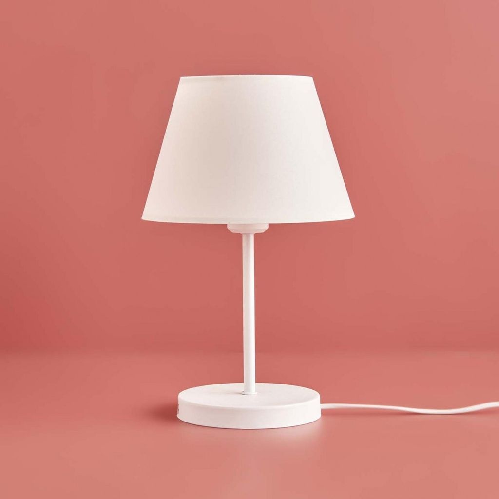 Opviq, AYD-3408, Tischlampe, 100 % Stoff, Weiß, 22 x 22 x 37 cm