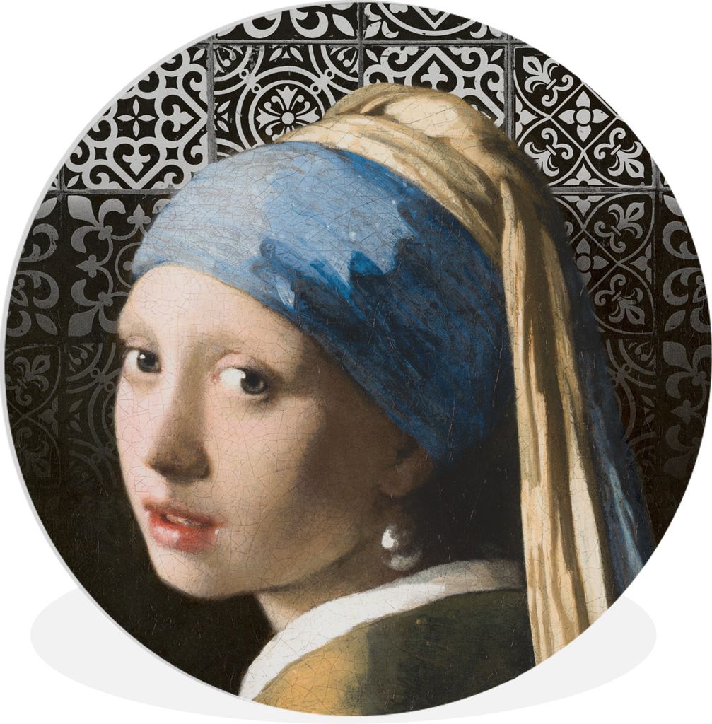 MuchoWow Rundes Wandbild - Runde Bilder Vermeer - Mädchen mit Perlenohrring - Kacheln Ø 60 cm Kreis Wanddekoration Kunststoff - Wandkreis - Wan...