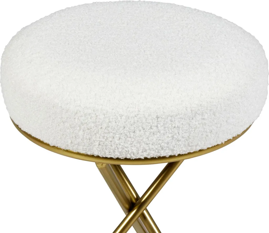 Tabouret d'Appoint Confortable Blanc et Or - Solution Gain de Place