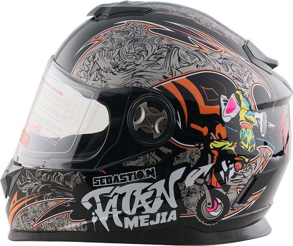 Integralhelm Helm Kinderhelm Motorradhelm Crosshelm Mejia schwarz Größe XXS