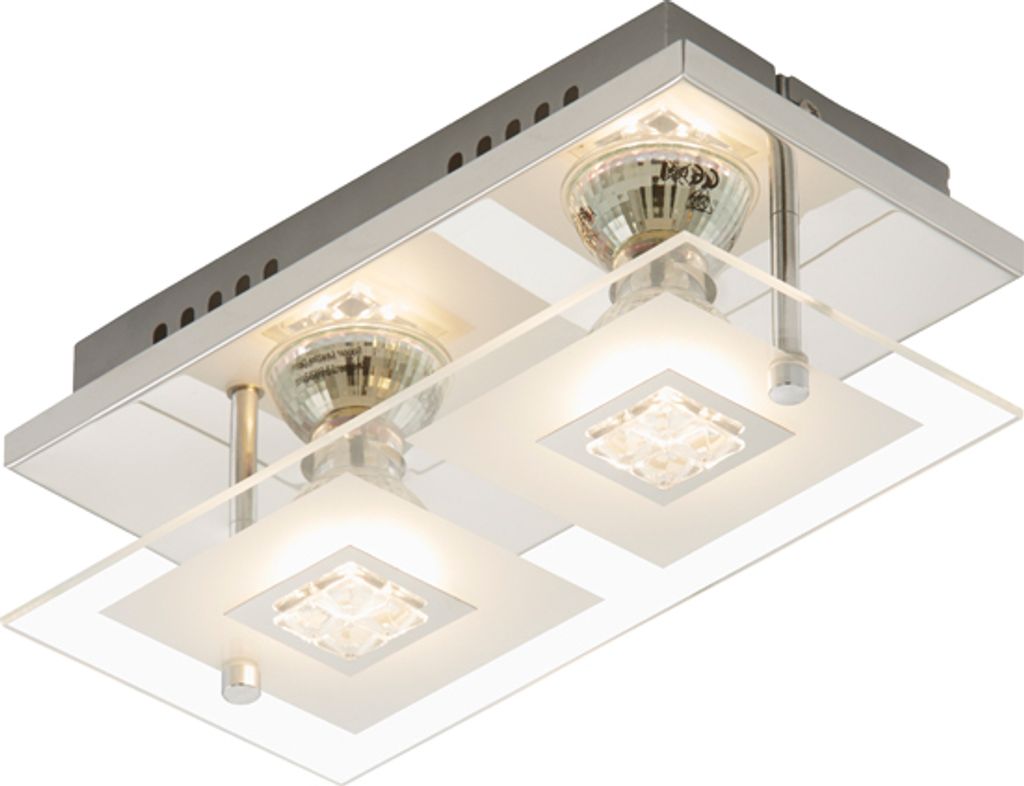 LED Wand- & Deckenleuchte TELL mit Glas Chrom glänzend 2flg Produktbild 