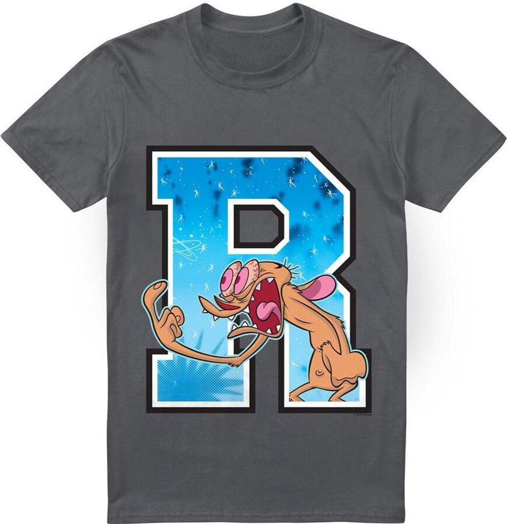 Ren & Stimpy - "R Is For Ren" T-Shirt für Herren TV6504 (XL) (Holzkohle)
