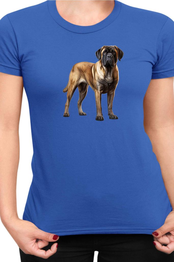 Damen T-Shirt Dogs Breeds English Mastiff Dog Breed 005, Lady XS / Blau