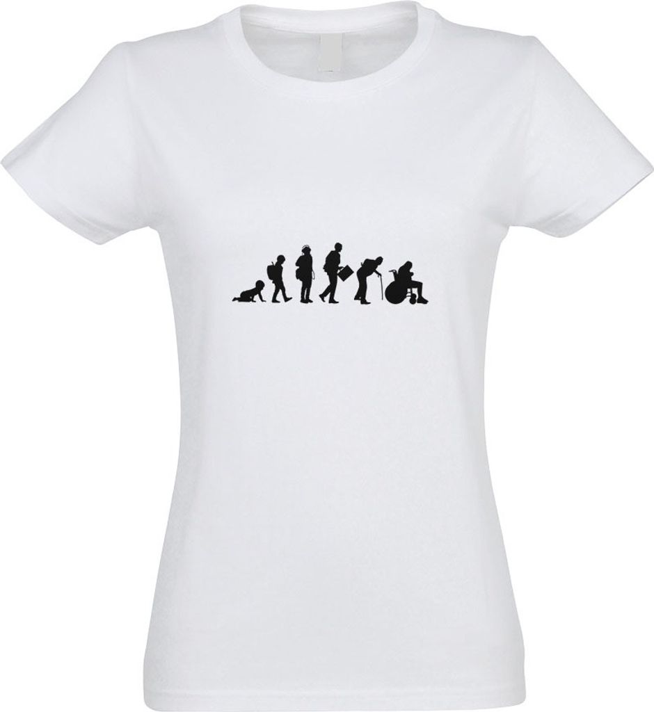 Kiwistar - T-Shirt tailliert - Damen - Weiss - Evolution Modernes Leben - mit Motiv Bedruckt - Funshirt Design - Sport - Freizeit - Damen - XL