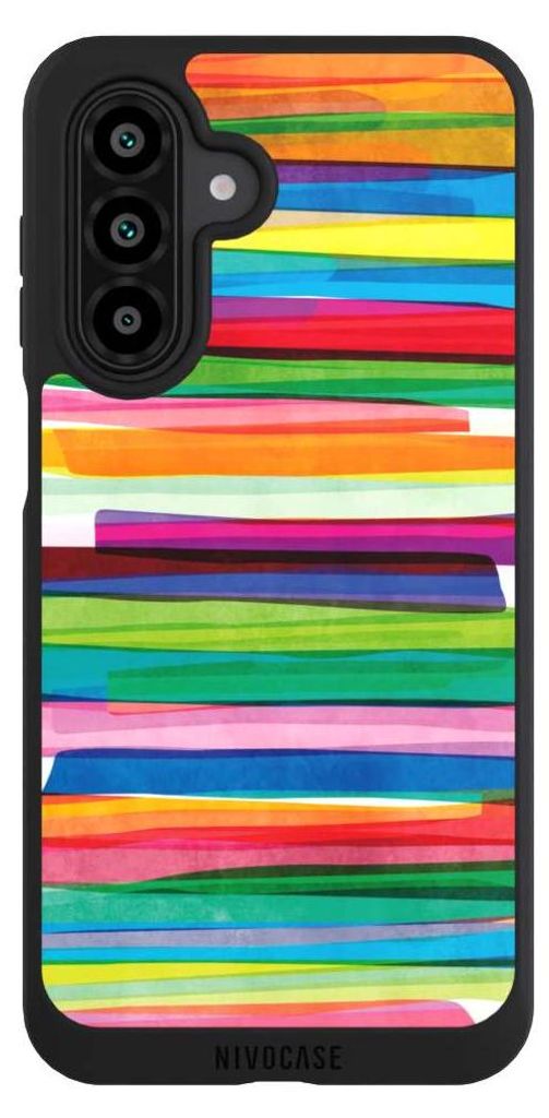 NIVOCASE Handyhülle für Samsung Galaxy A17 5G Hülle NIVOpure Case Schwarz Streifen Wasserfarbe bunt