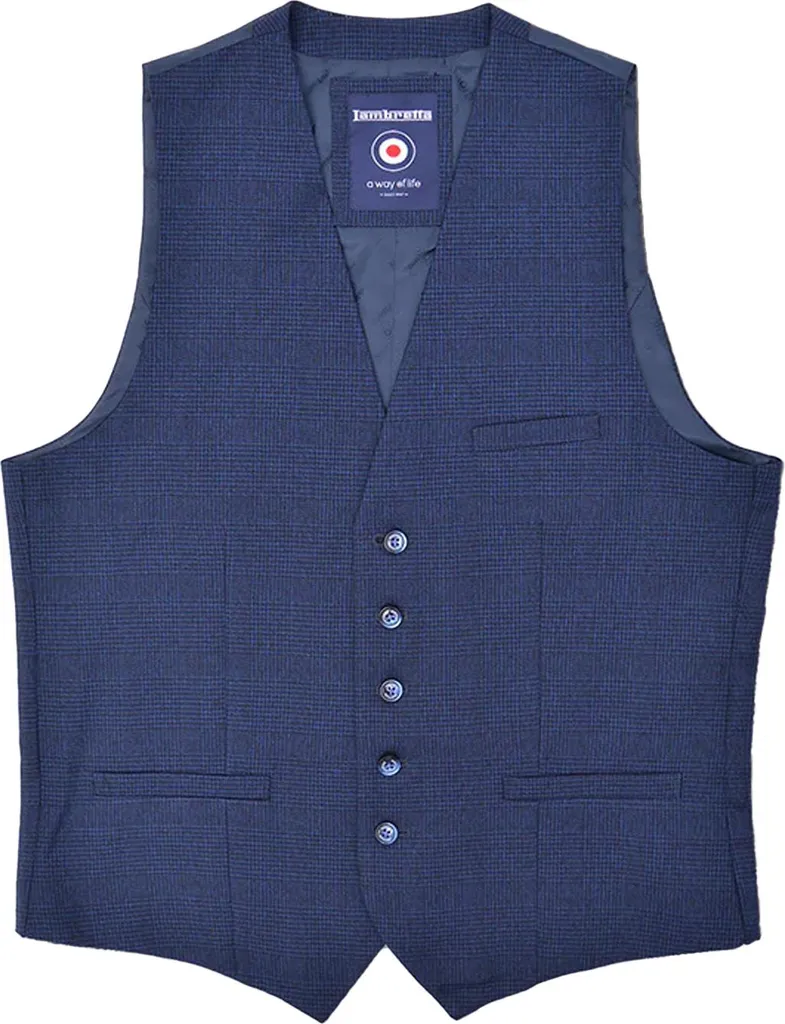 Gilet Homme pour Mariage Spencer Marine Lambretta LB347 Coupe Slim 102