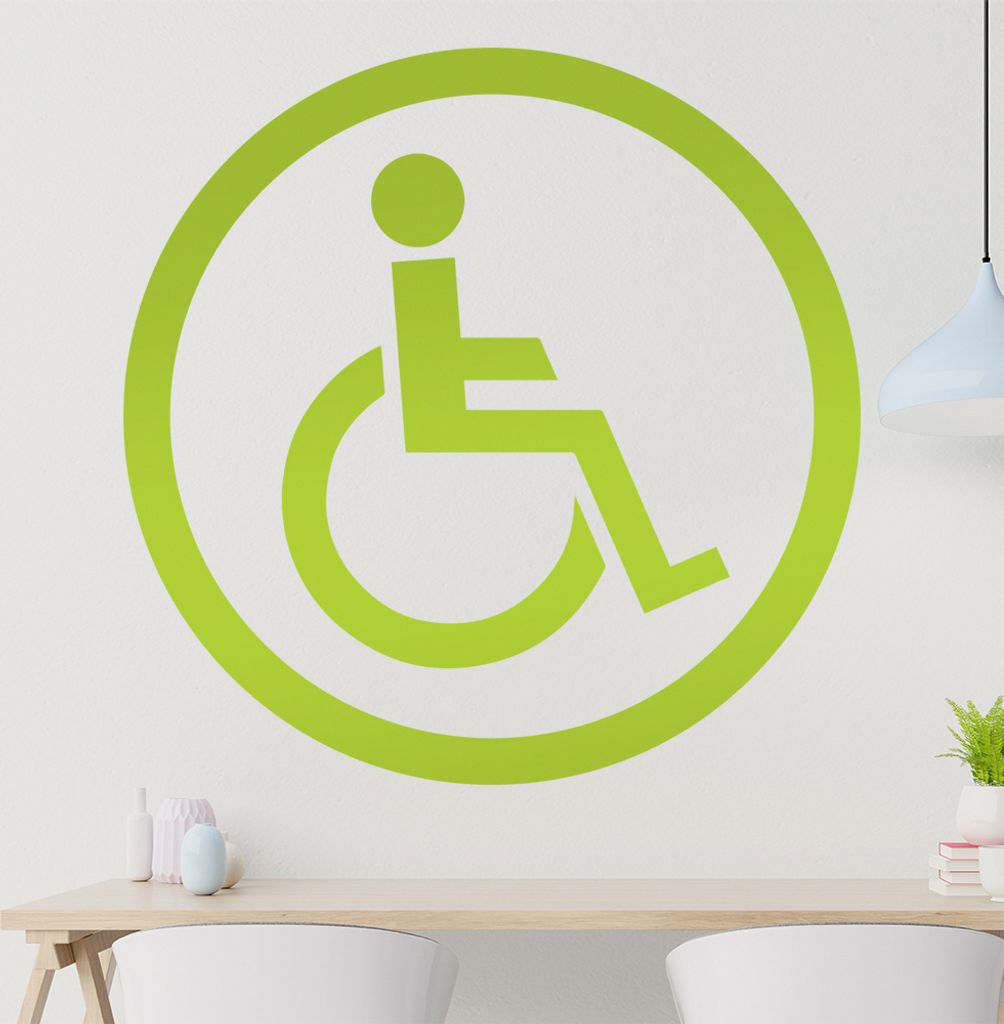 KIWISTAR Rollstuhl Zeichen Rund - Rolli Krankenhaus Klinik Rollstuhl barrierefrei Wandtattoo in 6 Größen - Wandaufkleber Wall Sticker - Dekoratio...