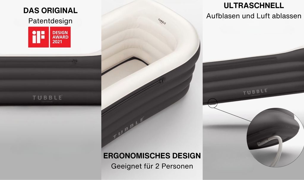 Tubble® Royale Aufblasbare Badewanne für Erwachsene - Black Produktbild 10