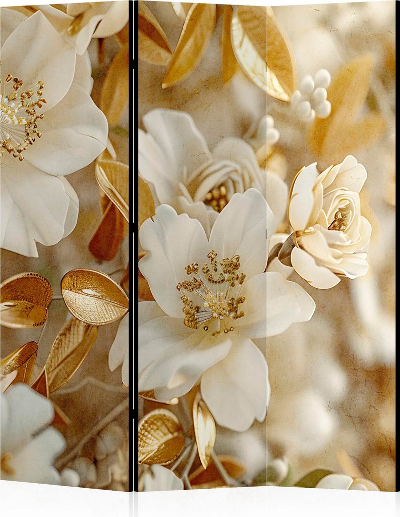 LUMASOUL Paravent doppelseitiger, Paravent Raumteiler Innen, Blumen Motiv, 135x172 cm