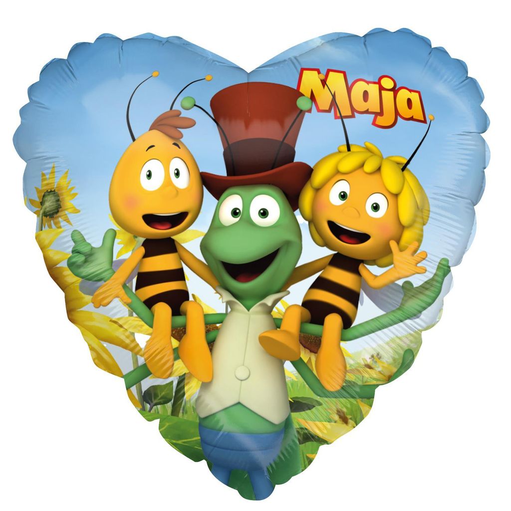 Biene Maja Folienballon - Herz ø45 cm Freunde farbenfroher Ballon für Kinder
