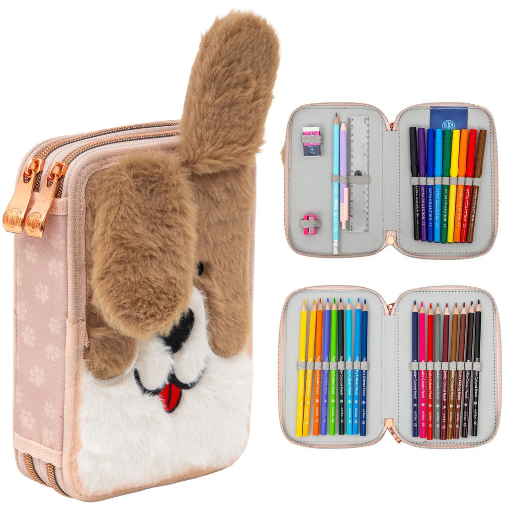 Piórnik podwójny z wyposaż. Fluffy Puppy ASTRA - ASTRA Zdjęcie produktu 