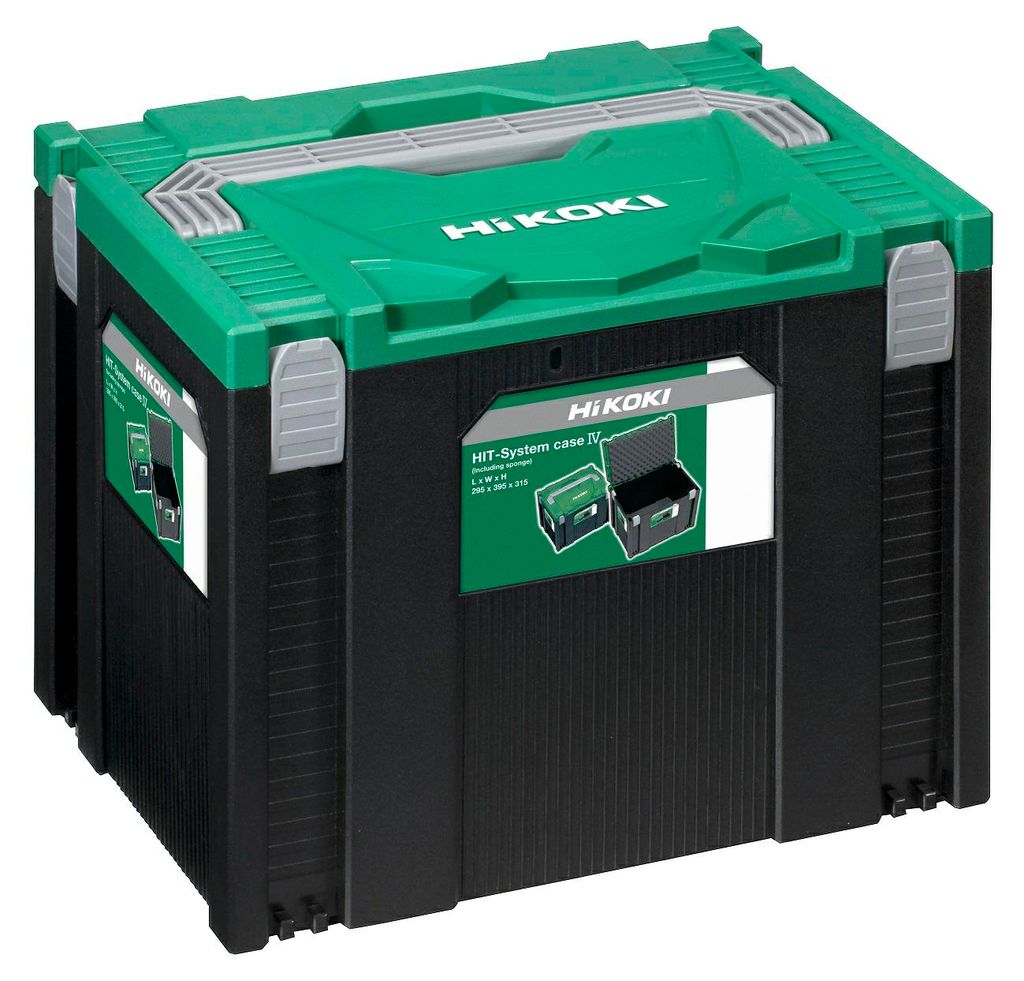 A black and green HiKOKI tool case is shown against a white background.