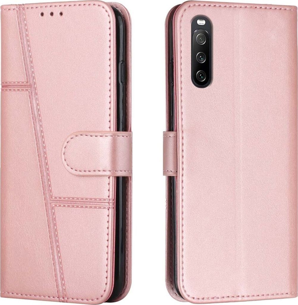 König Design Hülle kompatibel mit Sony Xperia 10 III Kunstleder Handyhülle - Handy Case Rosa