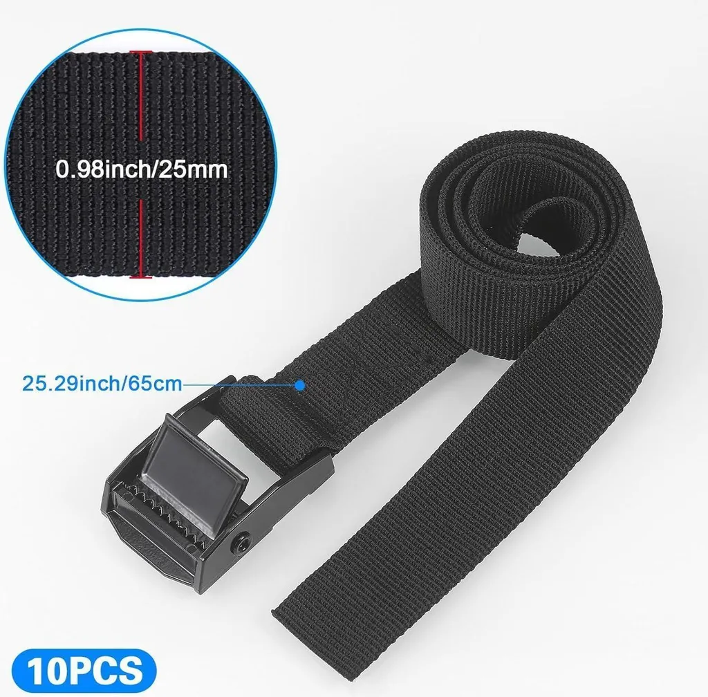 Sangle de fixation réglable 65cm en Noir - Pack de 10 pour Bagages
