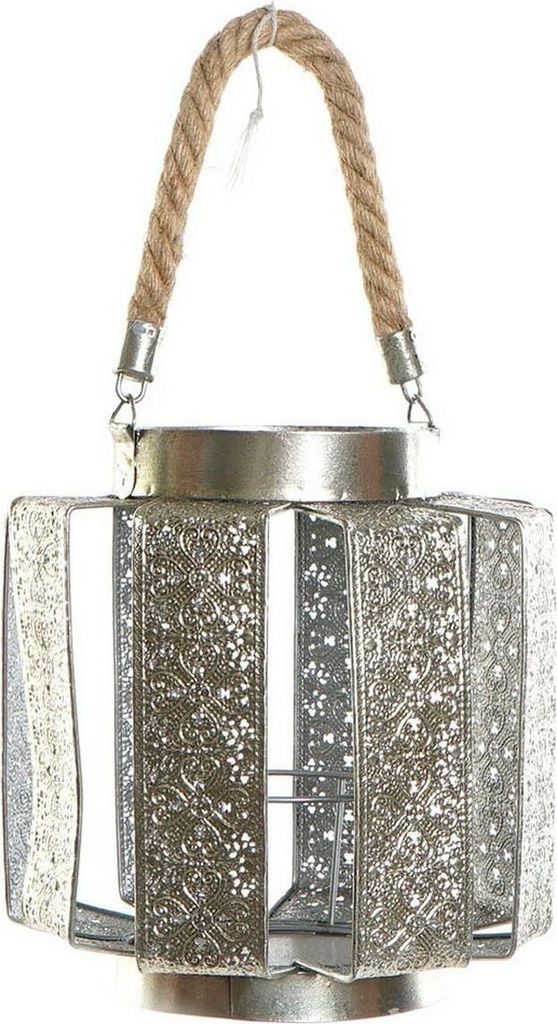 Kerzenleuchter DKD Home Decor 21 x 21 x 23 cm Silberfarben Metall Schnur Araber