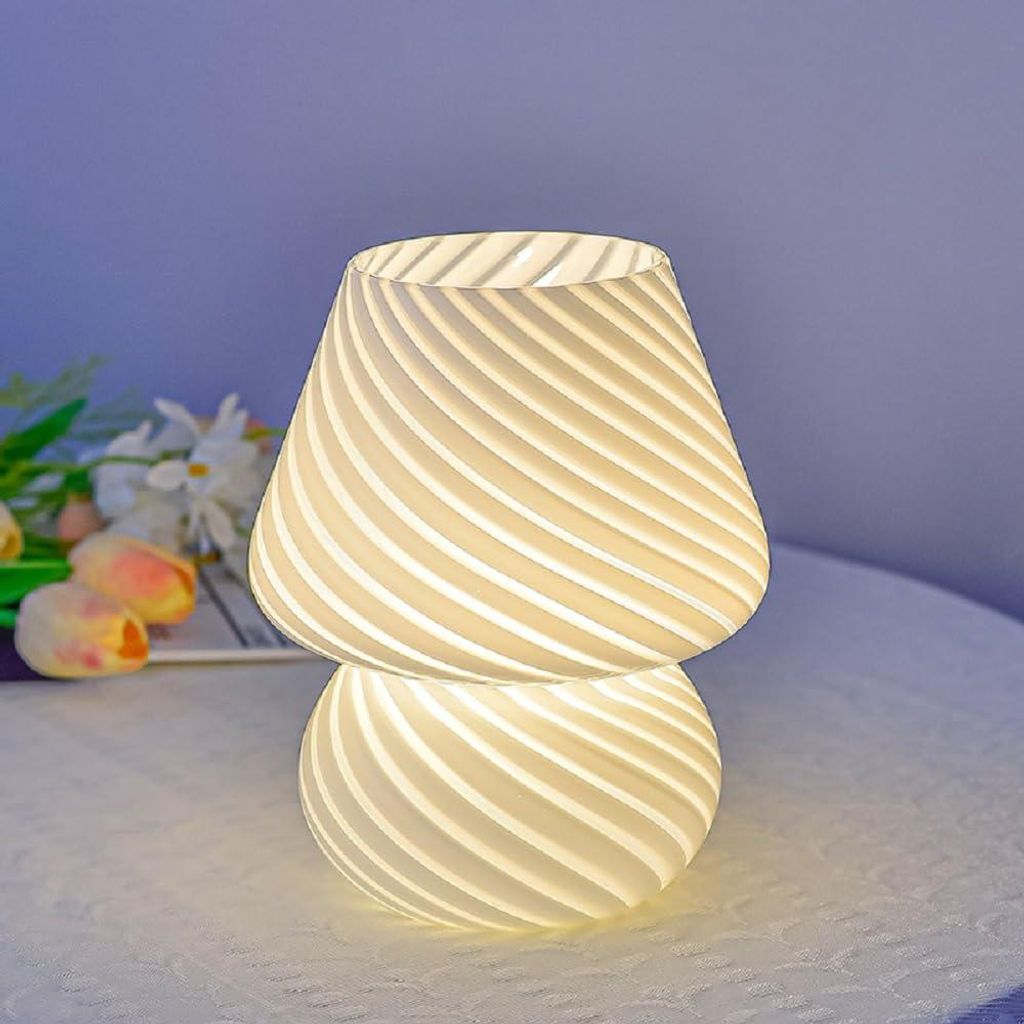 Pilzförmige LED-Glaslampe mit 3 Farben, USB-Anschluss und Fernbedienung, für Büro/Schlafzimmer/Wohnzimmer