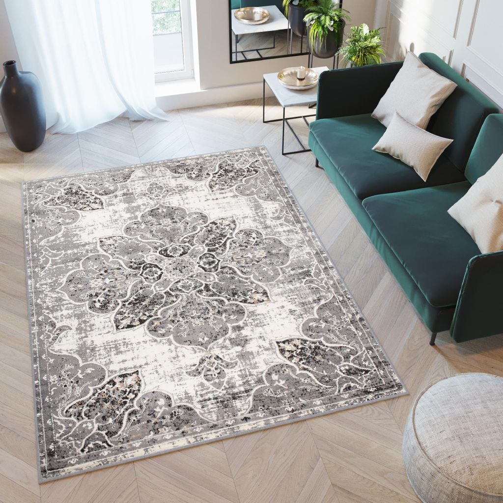 Tapiso Teppich VALLEY Modern Kurzflor Grau Wohnzimmer 180 x Produktbild 