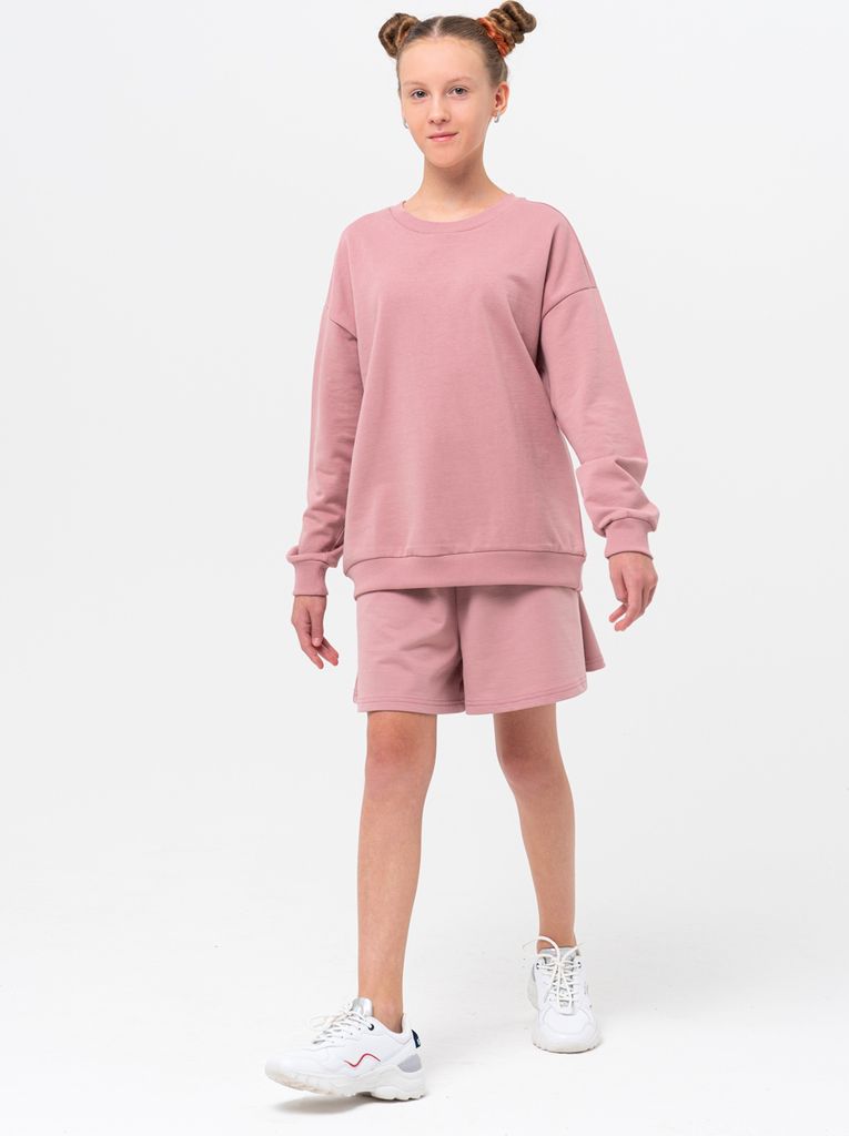 Mädchen-Sport-Trainingsanzug (Sweatshirt + Shorts) - Pfirsichpeitsche - 128