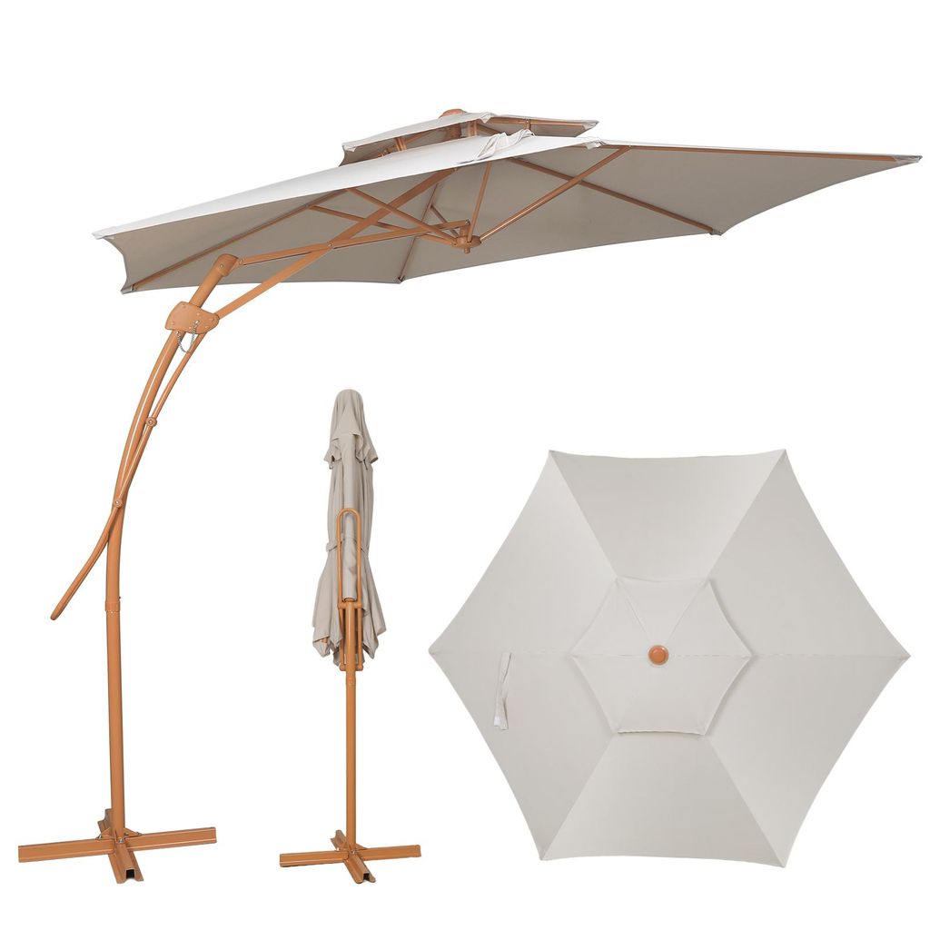Puluomis Doppellagiger Sonnenschirm 3m, Gartenschirm mit Produktbild 