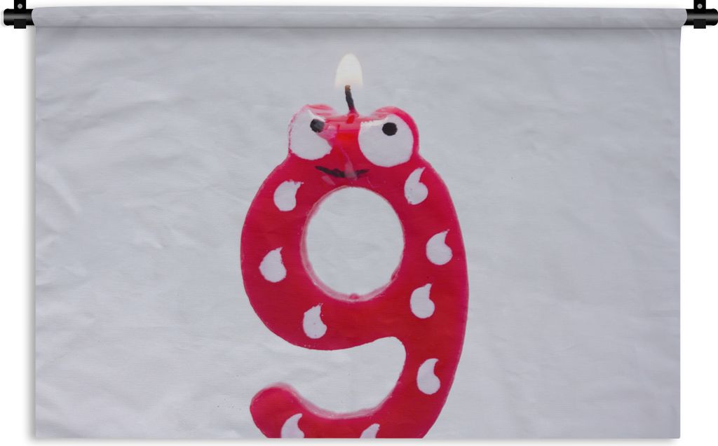 MuchoWow Wandteppich Wandbehang Geburtstagskerze mit der Nummer 9 120x80 cm Tapisserie Dekoration Wandtuch - Wanddekorationen - Wandtücher