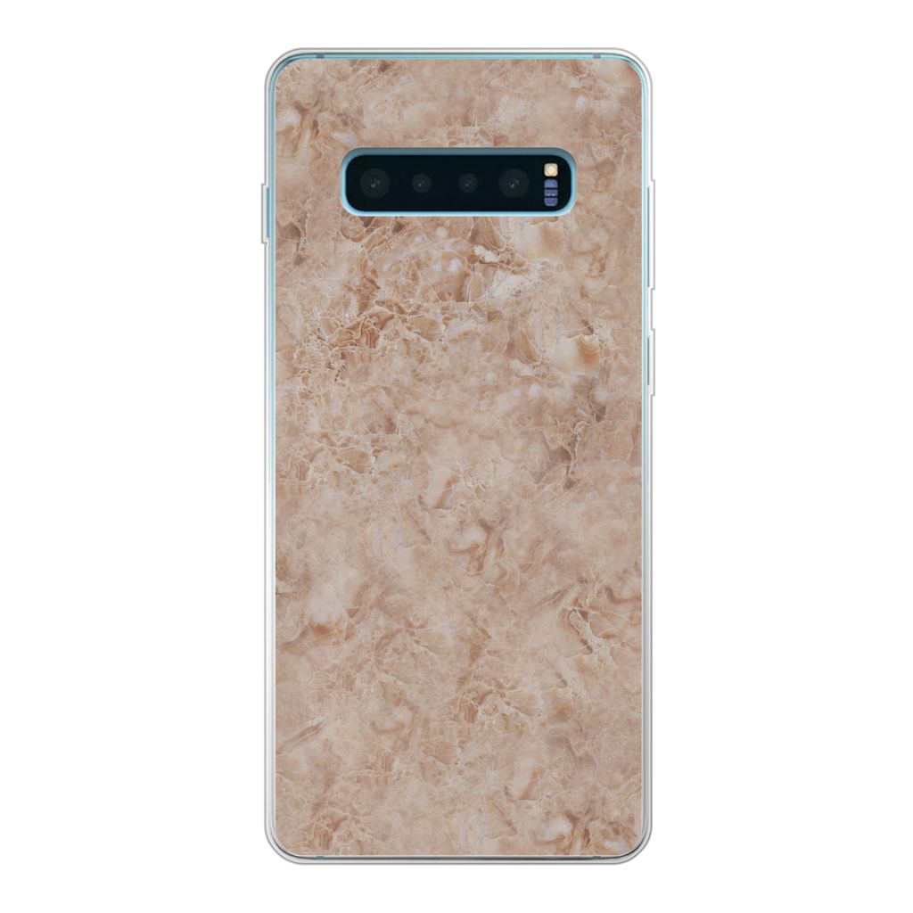 MuchoWow Handyhülle Schutzhülle Hülle für Samsung Galaxy S10 Lite Marmor - Braun - Muster Silikon Softcase Handy Hülle - Schutz