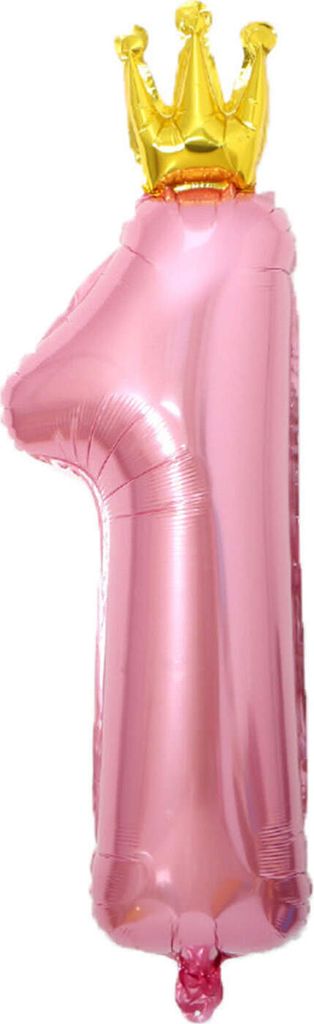 Oblique Unique XXL Folien Luftballon Zahl 1 mit Krone Ballon Deko für 1. Geburtstag Jubiläum Party Kindergeburtstag - rosa