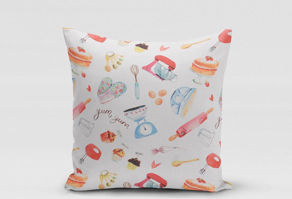 SCHÖNER LEBEN. Kissenhülle Digitaldruck Bakery Backen ecru multi Größe 70x70cm (HxB) 70x70cm (HxB) Größe