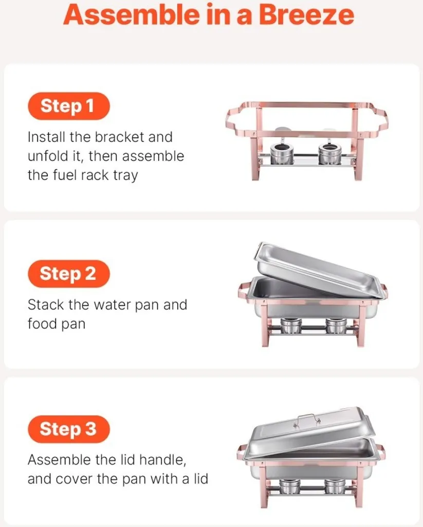 Chafing Dish pour Réceptions et Mariages - Set de 2 Chauffe-plats 7,5L
