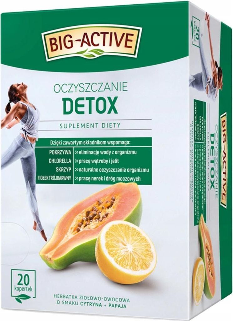 Detox Tee 20 Beutel - Kräutertee Komplex Zitrone Papaya Geschmack - Big-Active