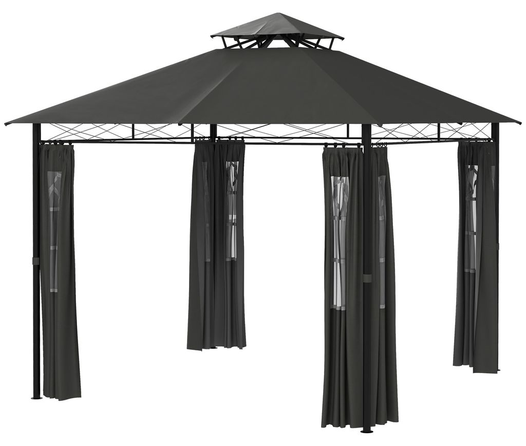 Outsunny Pavillon 3 x 3 m Gartenzelt mit Seitenwand Produktbild 