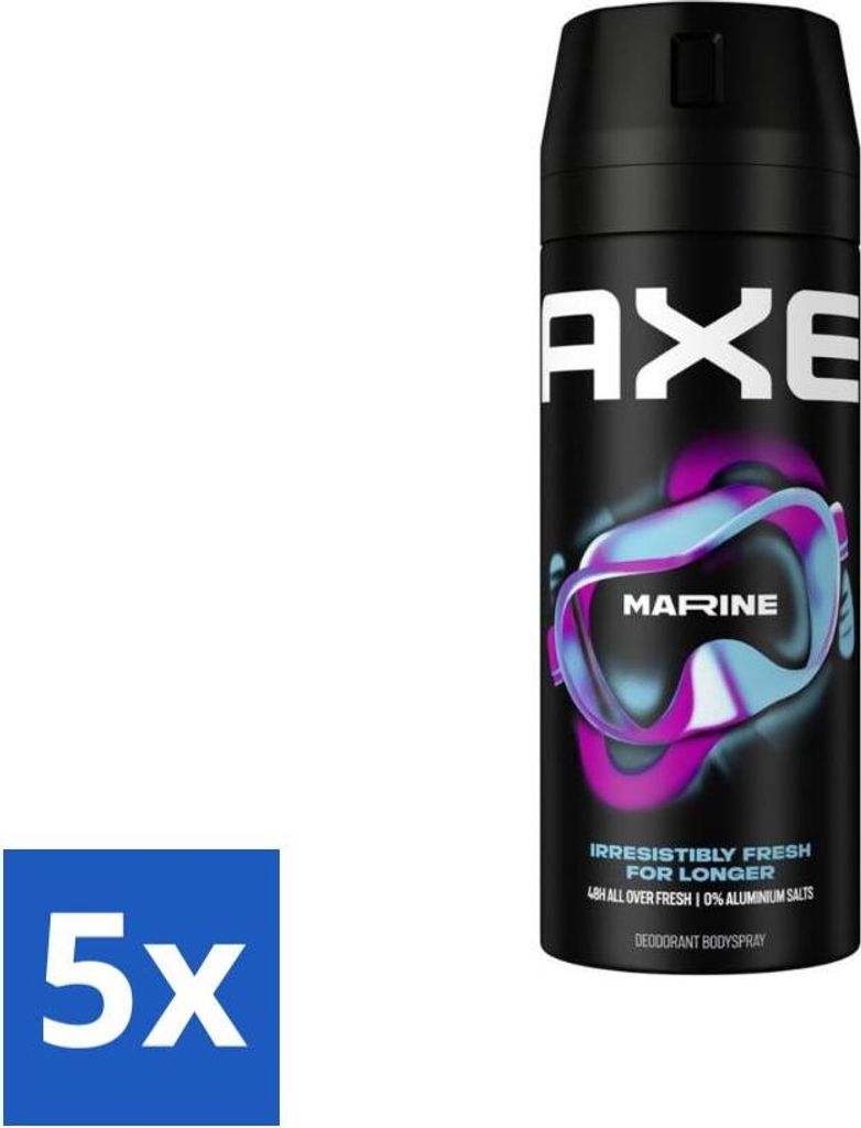 Axe - Deodorant Body Spray - 100% Frischer Duft - Marine - Meeresbrise & Salbei - 150 ml - Vorteilspack - 5 Stücke