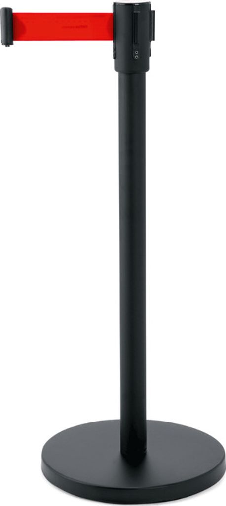 2x Abgrenzungspfosten Gurtband integriert 2 Meter rot Ecoflex lackiert schwarz