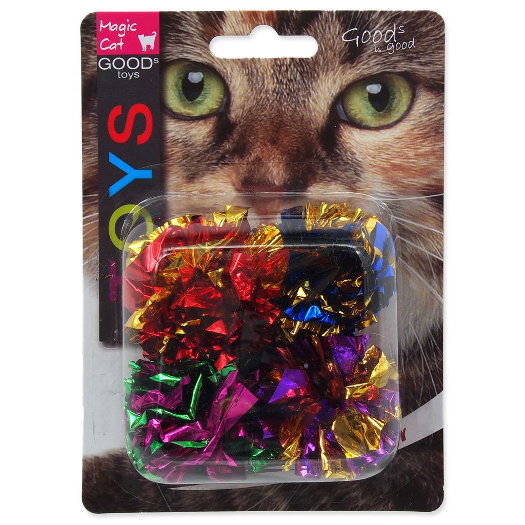 MAGIC CAT Spielball mit glänzenden Fransen, 3,75 cm, 4 Stück