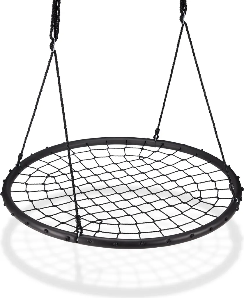 Relaxdays Balançoire Nid avec Filet 120 cm - Nid d'Oiseau Jardin Noir