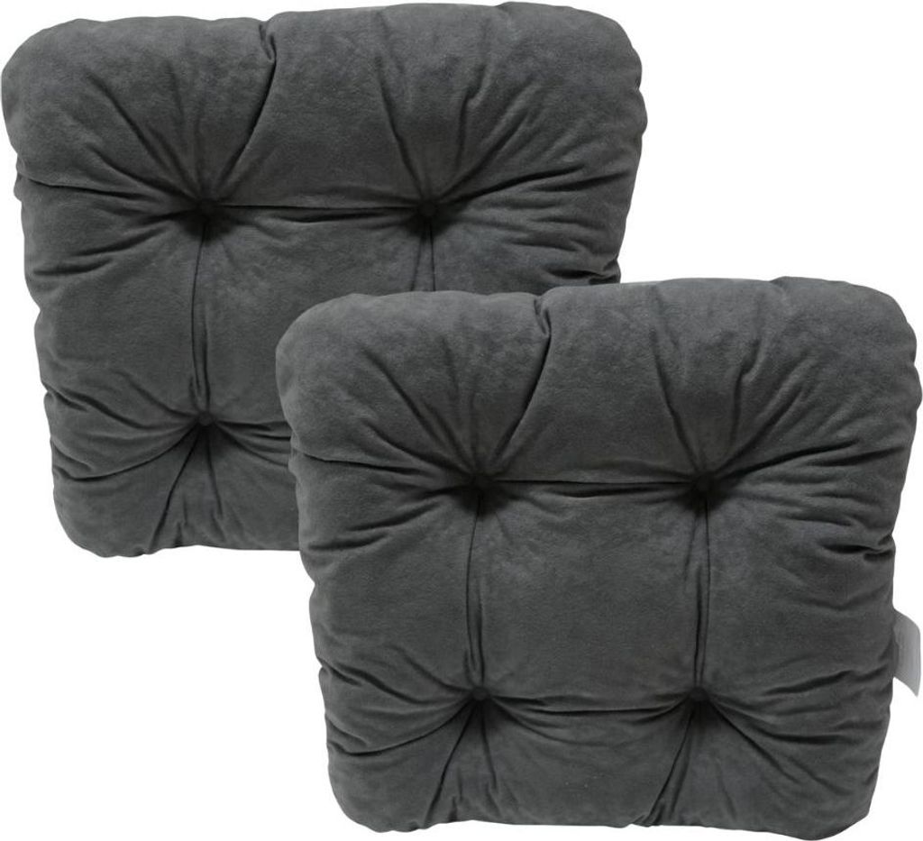 2er-Set Gepolsterte Stuhlkissen Grau 38x38x8 cm - 1008 Produktbild 