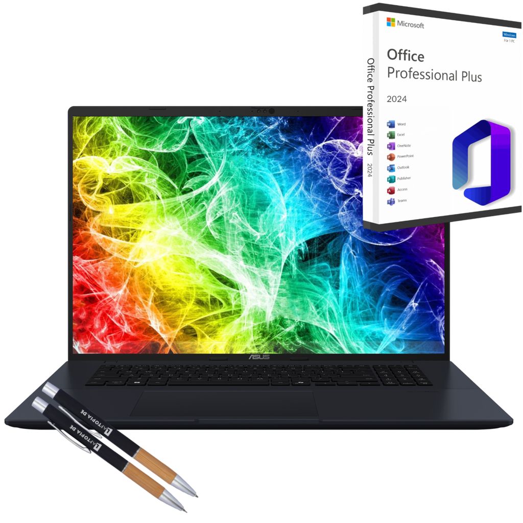 ASUS Vivobook 18-X, Ryzen 7, 16GB DDR5-RAM, 4000GB SSD, (18,4"), Windows 11 Pro + MS Office 2024 Pro (Vollversion)