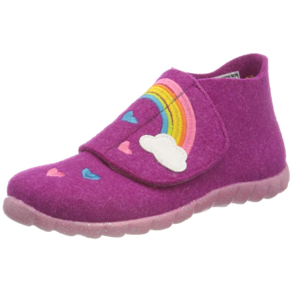 Superfit Hausschuh HAPPY 00295-5000 Wollfilz breiter Einstieg Regenbogen pink Gr.19-30 EUR 20