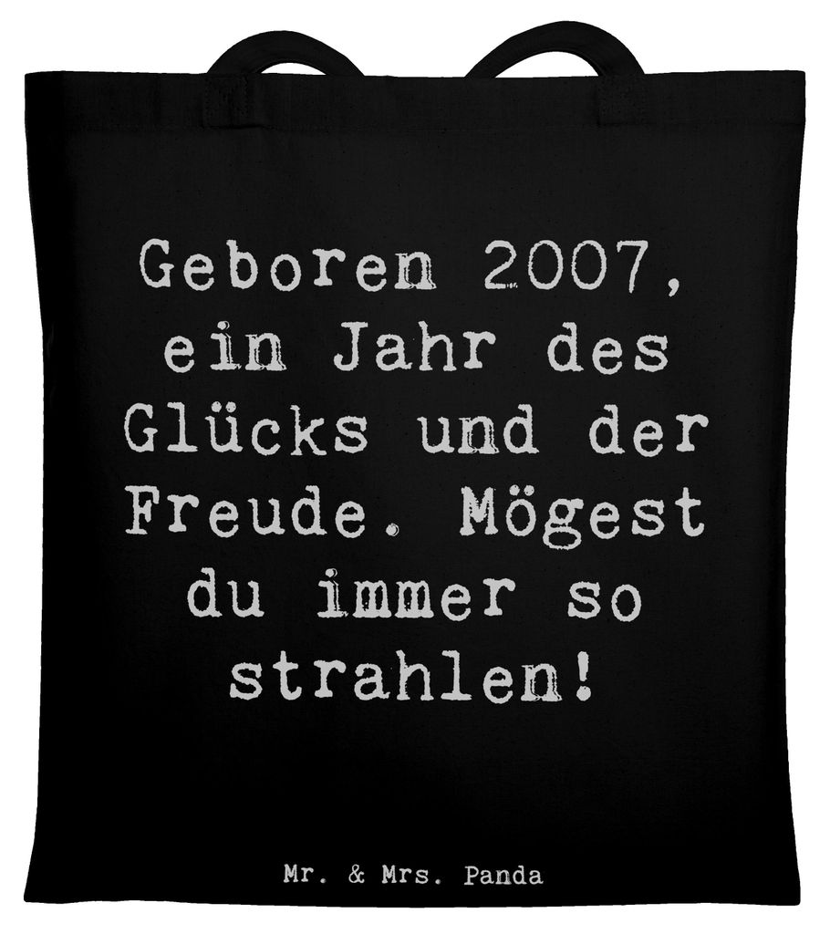Mr. & Mrs. Panda Einkaufstasche Spruch 2007 Geburtstag - Schwarz - Geschenk, Happy Birthday, Tasche, Tote Bag, Erinnerungen, Geburtstagsgeschenk, J...