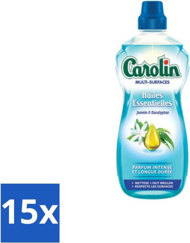 Carolin - Allzweckreiniger - Ätherische Öle aus Jasmin und Eukalyptus - 1 L - Vorteilspack - 15 Stücke